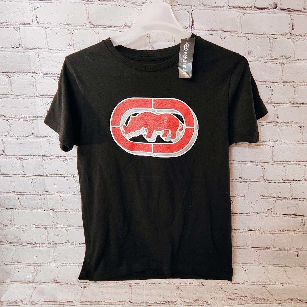 Ecko Unltd Rhino Graphic Rubber Textured Logo Rawthentic T Shirt Streetwear NWT